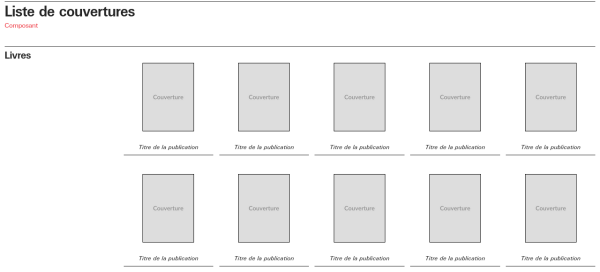 Capture d’écran d’une liste de publications sous forme de couvertures