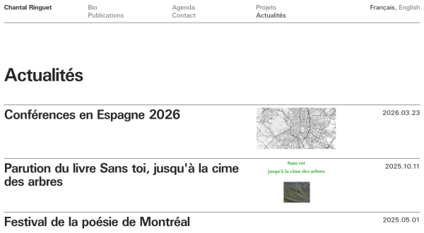 Capture d’écran de la page « Actualités »