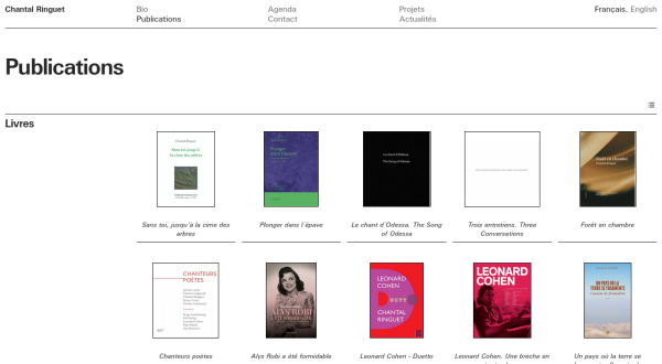 Captuer d’écran de la page « Index des publications »